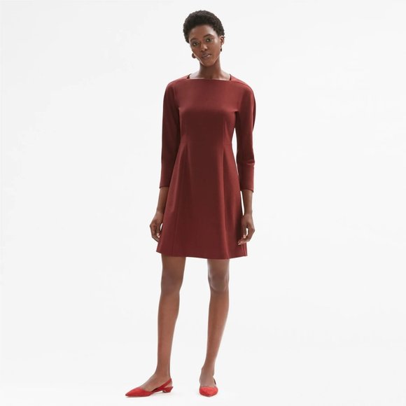 MM Lafleur Dresses & Skirts - MM Lafleur Jeanette Brick Red Dress Stretch Square Neck A-Line Skirt Size 10